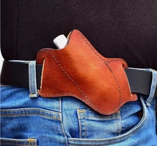 Handmade Leather Pancake Sheath Fixed Blade Folding Knife Case 5"