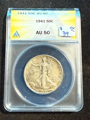 1941 WALKING LIBERTY HALF DOLLAR ANACS AU 50 477