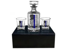 Rogue River Tactical Blue Line Tattered Flag Police Officer Whiskey Decanter ...