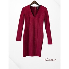 Windsor faux suede burgundy color sheath knee length dress  Sz M