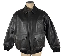 NWI - Colebrook American Classics Black Leather Distressed Bomber Jacket Mens XL