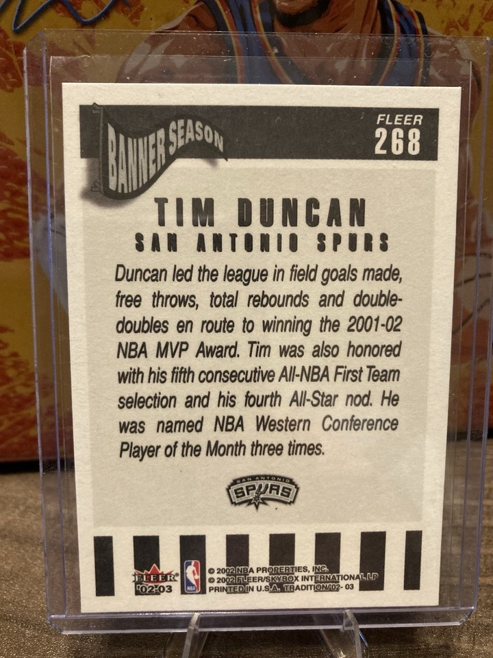 200203 Fleer Tradition Tim Duncan Banner Season No.268 eBay