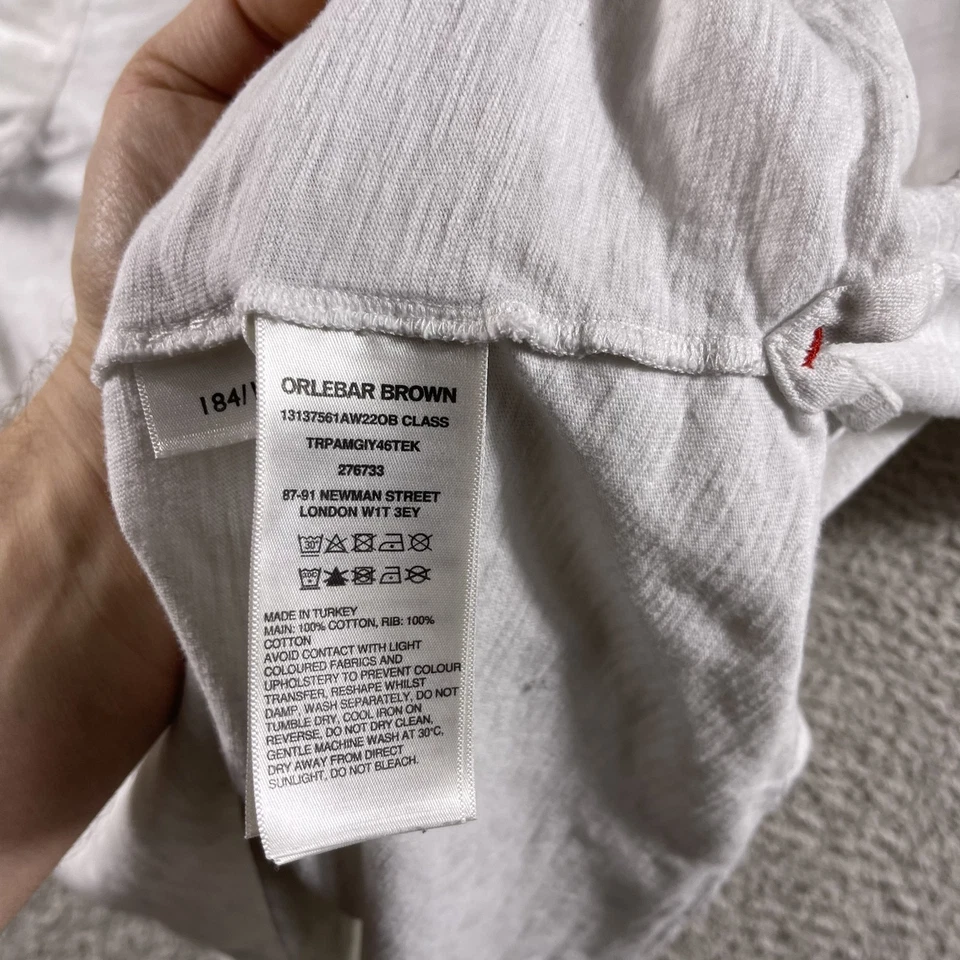 Camiseta Orlebar Marrón Para Hombre Talla XL Blanca Algodón Cuello Redondo Bolsillo Camiseta Informal Slub Foto 4 de 4