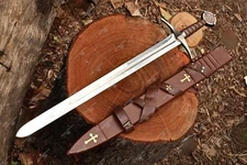 Hand Forged Knights Templar Sword Replica Crusader Accolade Knight Norse Sword