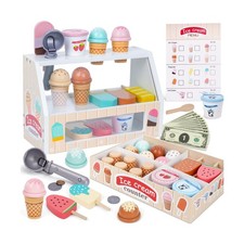 Wooden Ice Cream Counter Playset for Kids, Toddler Girl Toys Ki... USA FAST SHIP