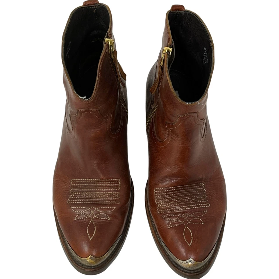 Golden Goose Young Cuero Cremallera Vaquero Botines Marrón EUR Talla 38 EE. UU. 8 Foto 4 de 4