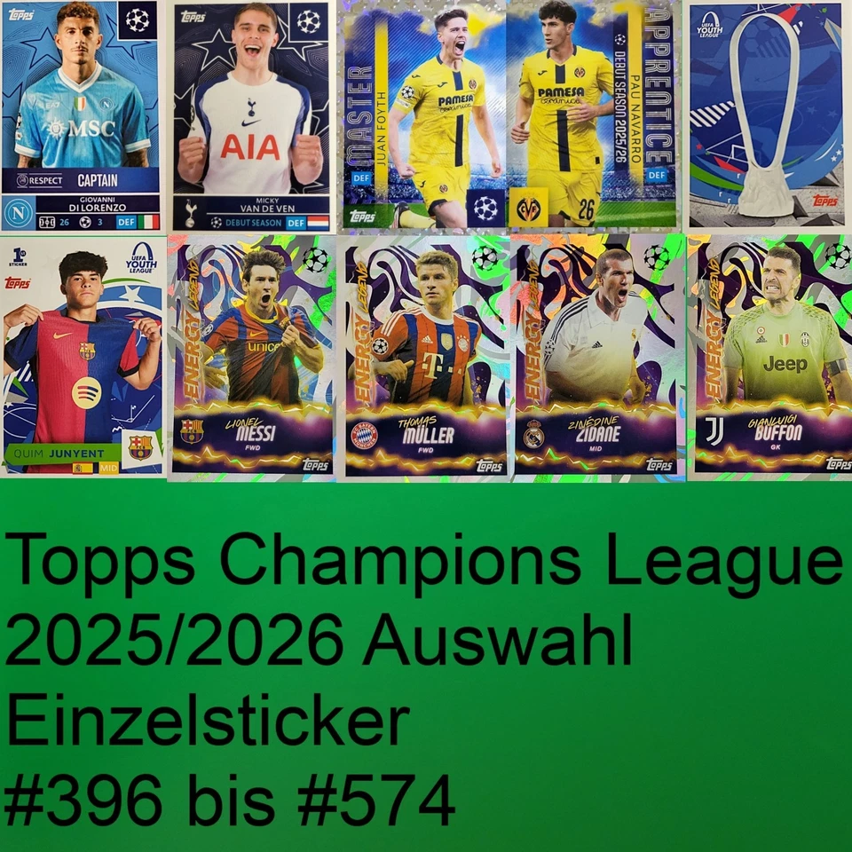 Topps Champions League 2025/2026 25/26- Einzelsticker-Auswahl Nummer 396 bis 574