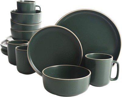 16 Piece Round Kitchen Dinnerware Set, Dishes, Plates, Bowls, Mugs Service for 4
