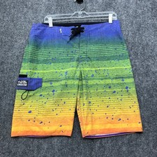 Salt Life SLX-QD Vapor Stretch Board Shorts Mens 32 Mahi Mahi Gradient GreenBlue