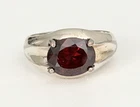 Vintage 925 Sterling Silver Garnet Solitaire Ladies Ring Size 6.5