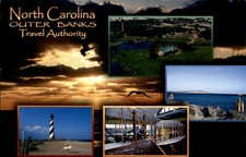 NC Outer Banks Postcard Multi-View Cape Hatteras Lighthouse Wright Flyer