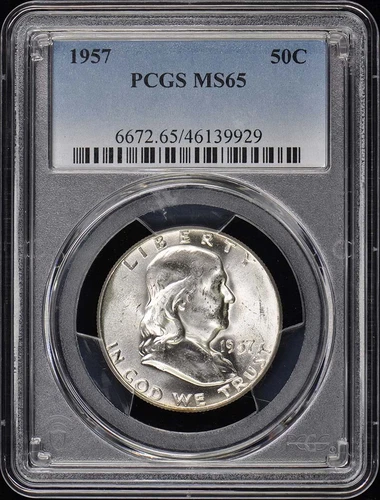 1957 50C Franklin Half Dollar PCGS MS65