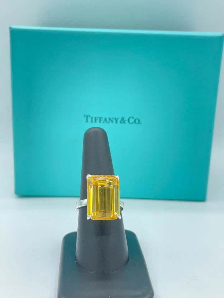Anel Tiffany & Co. 925 prata esterlina coquetel citrino espumante tamanho 7 - Imagem 2 de 4