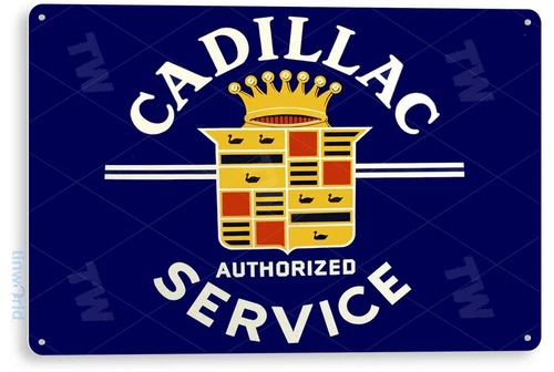 TIN SIGN Cadillac Service, Parts, Auto Sales, Shop, Garage, Metal Décor, A707