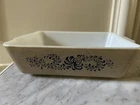Vintage PYREX 503 Casserole/Fridge Dish, Homestead Blue Speckled 503, 1.5 qt.