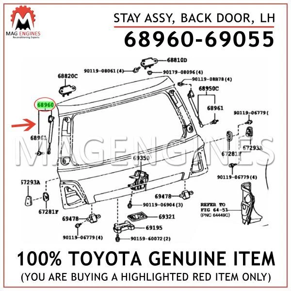 68960-69055 GENUINE OEM STAY ASSY, BACK DOOR, LH 6896069055 | eBay