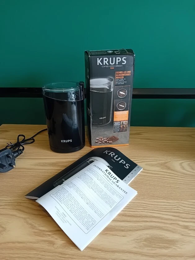 New Black Krups F2034238 F203 Electric Coffee Bean Nuts and Spice Grinder