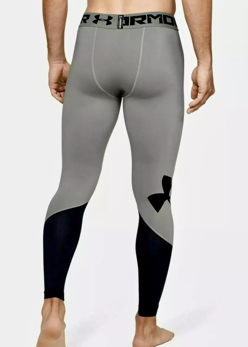 Vakman Grens handig Under Armour Logo Men&#039;s Heat Gear Compression Leggings/Tight Pants  Dark Gray | eBay