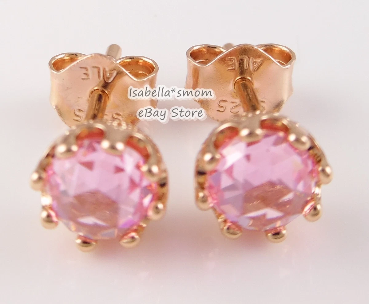Pandora pink crown earrings discount