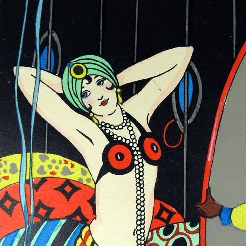 Art Deco Art Lithograph Orient Lady Mata Hari Oriental Woman Art 1930s - Picture 2 of 12