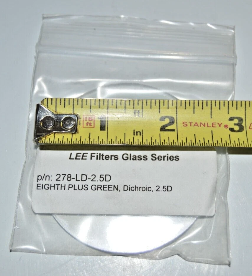 LEE FILTERS GLASS SERIES 278-LD-2.5D DICHROIC 1/8 PLUS GREEN 2.5" DIAMETER, NEW - Image 2 of 3