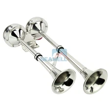125db Dual Trumpet Horn Boat Marine Electric Horn Stainless Steel 18-1/2'' 12V