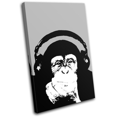 Chimp DJ Music Monkey Pop Animals SINGLE CANVAS WALL ART Picture Print