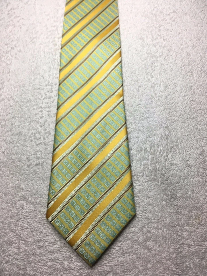 CORBATA HOMBRE MARCA Q ORO AMARILLO MARRÓN VERDE 3,5 X 60 Foto 2 de 4