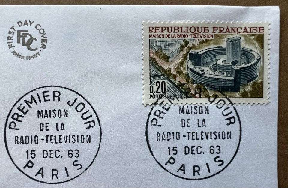 Francia 1963 FDC • Maison de la Radio-Télévision París • Torre Eiffel Foto 3 de 4