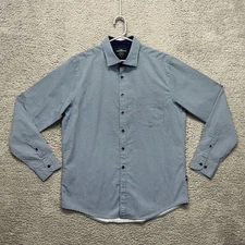 Rodd & Gunn Shirt Mens Large Blue White Sports Fit Button Down Woven Italy