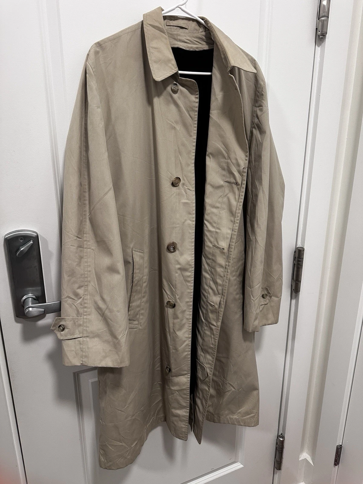 Vintage Jos A Bank Mens 42L Tan Trench Coat Raincoat w/ Pure Alpaca Zip-In Liner image 2