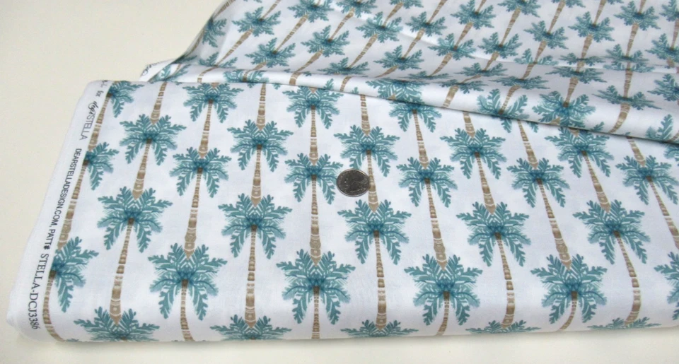 Timeless Treasures quilt-craft fabric PALM TREES white 2 yds (dcj-3386) Aloha - Image 1 of 1