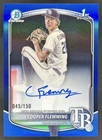 2025 Bowman Draft Cooper Flemming Chrome Auto Blue Refractor 1st #/150 Rays