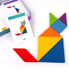 Wooden Tangram Puzzles for Kids, Educational Shape Puzzle Toys, STEM Montessori