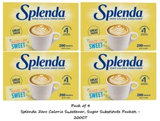 Splenda Zero Calorie Sweetener, Sugar Substitute Packets - 200CT (4 Pack)