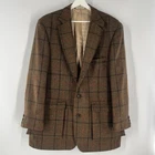 Orvis 100% Wool Tweed Sport Coat Blazer Over Check Windowpane Elbow Patches 42R