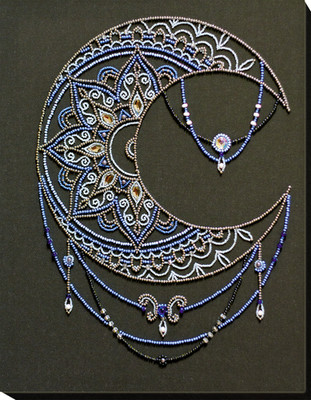 Bead Embroidery Kit ''Moon pattern'' Stitching Handmade Beadwork