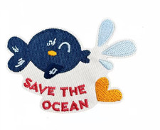 SAVE THE OCEAN - Embroidered Iron-On Patch