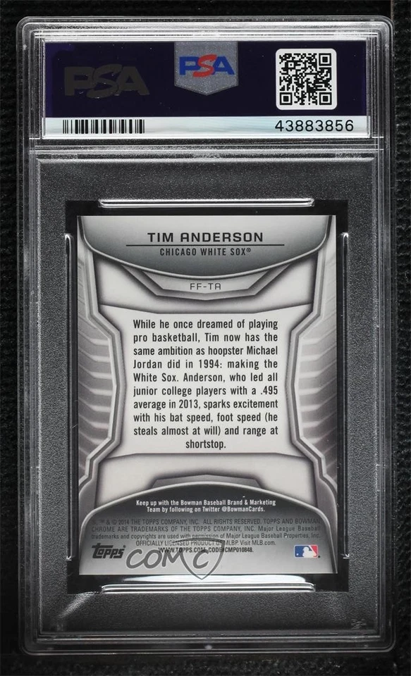 2014 Bowman Draft Future of the Franchise Mini Chrome Tim Anderson PSA 10 GEM MT - Image 2 of 2