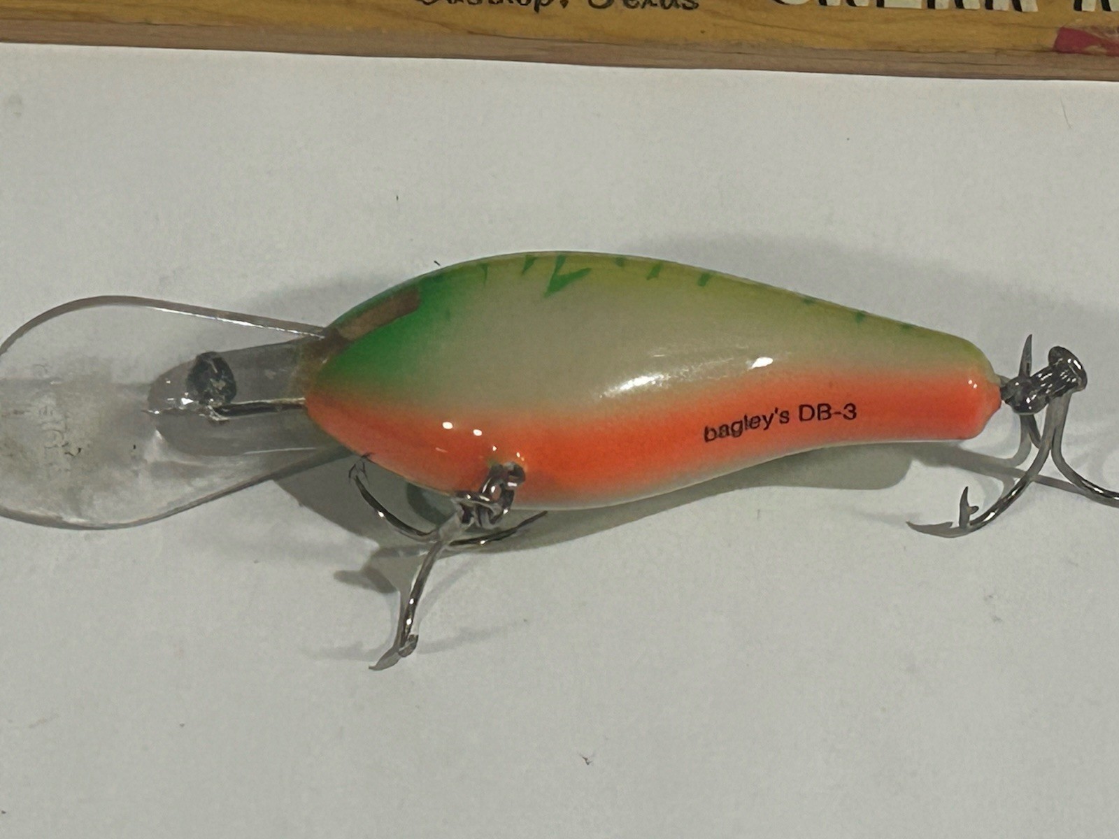 BAGLEY DIVING B 3  DB3 CRANKBAIT HARD TO FIND BN6 GREEN ON BONE COLOR U.S.A MADE