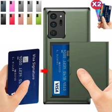 For Samsung Galaxy S24 S21 S20 Credit Cards Holder Wallet Slide Phone Case Cover