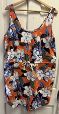 NWT Gap Linen Blend Hawaiian Print Sundress Orange Navy Size XL