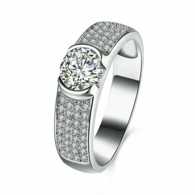 BENIAMINO Ladies 925 Sterling Silver Cubic Zirconia AAA 1.55ct Micro Pave Ring Original Box