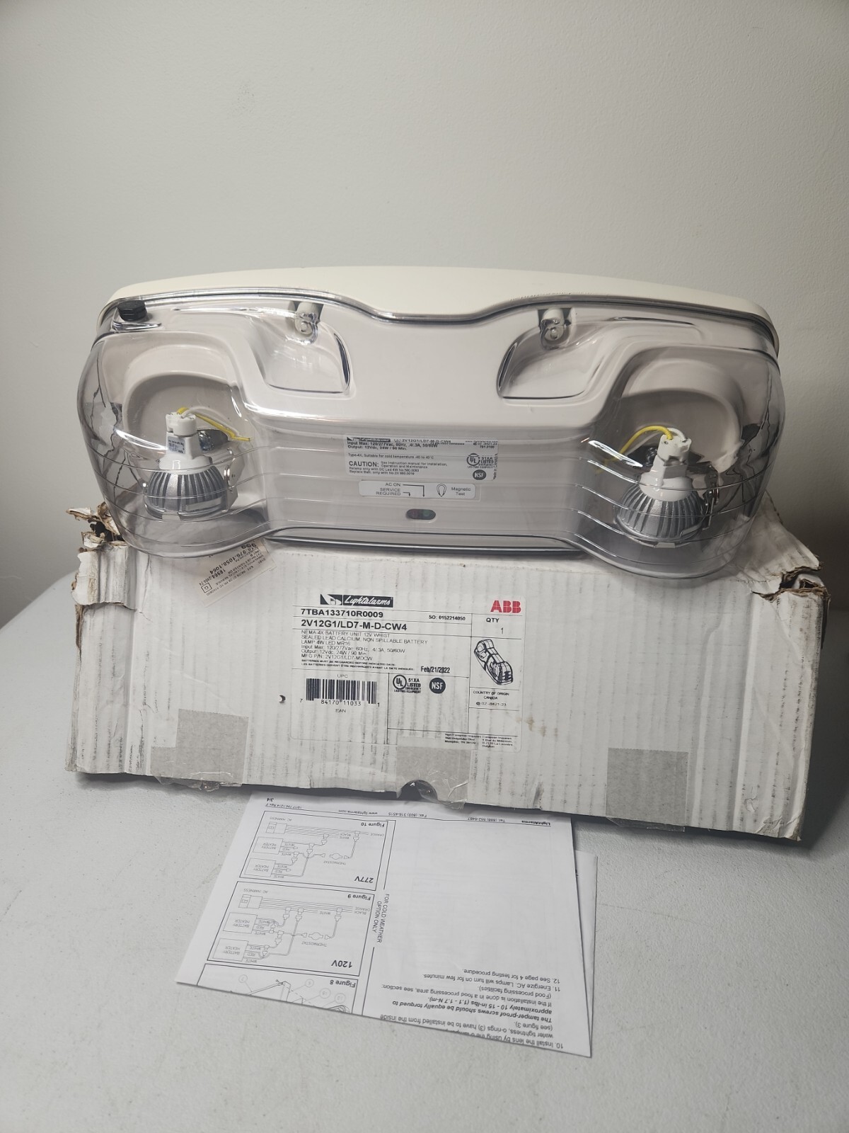 2V12G1-LD7-M-D NEMA 4X Emergency Light ABB 4W LED MR16 120/277 VAC Output 12 VDC