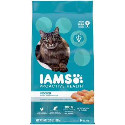 IAMS Proactive Health Indoor Weight & Hairball Care Adult Dry Cat Food with C...