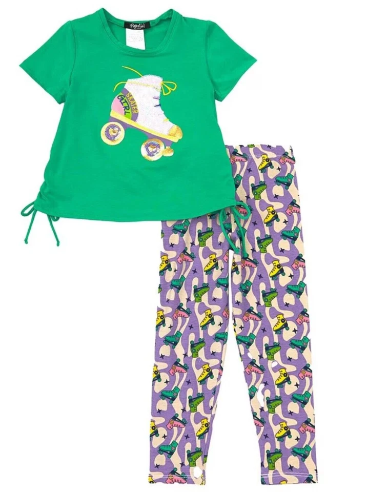 Raro, también! Conjunto de túnica y leggings retro de lentejuelas para patín sobre ruedas para niña-talla-6X Foto 4 de 4