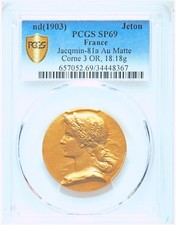 1903 France Republic Gold Matte Specimen "La Rochelle Savings Bank" PCGS SP 69