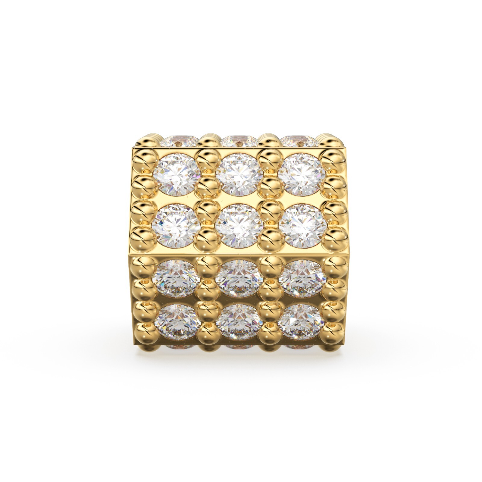 Hexagon Diamond Eternity Spacer Bead 14K Solid Gold 4.6x4.3mm Rondelle Bead