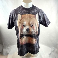 Smithsonian T Shirt Mens Large Grey Red Panda Big Face Graphic Tee Tie Dye