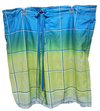 OP Mens Swim Trunk Sz L 36-38 40" Blue/Green Stripe Swimsuit/Swimwear w/defect